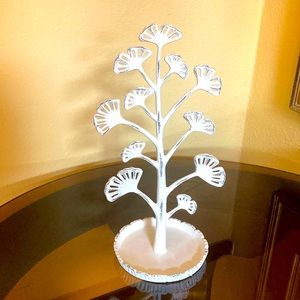 Cast iron gingko leaf jewelry tree holder stand